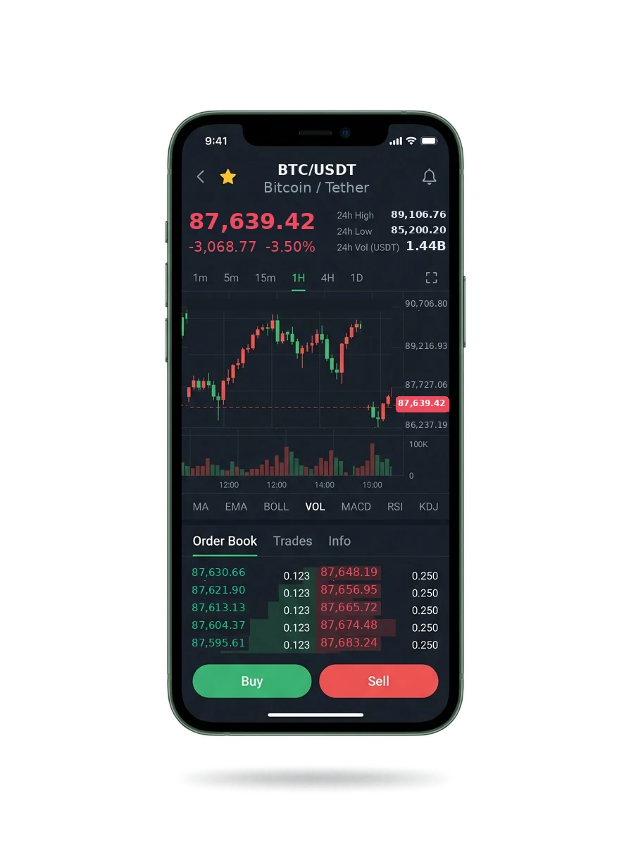 The same portfolio view on a phone screen